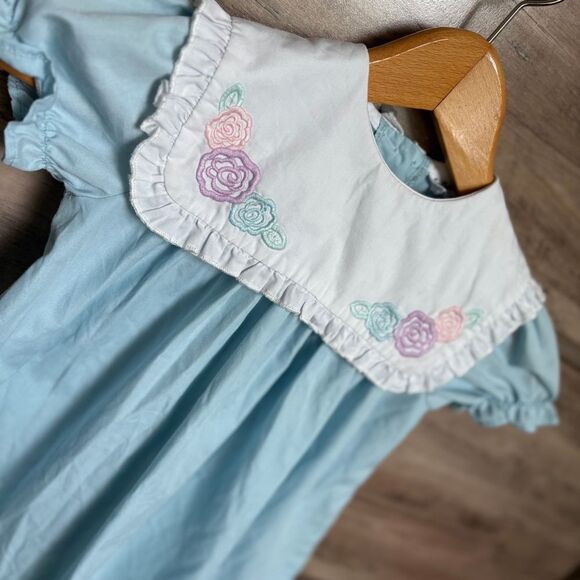 Southern Siblings Light Blue Dress Floral Embroidery Ruffle Girls 3T see INFO - Picture 4 of 8